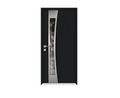 302840 - Single swing metal-aluminum modern exterior door with triplex glass