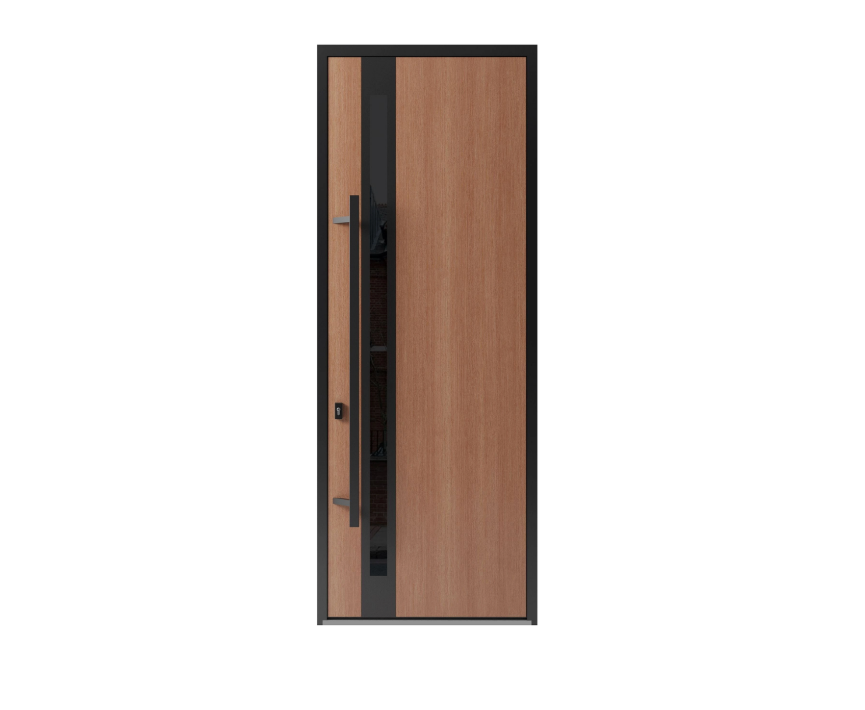 295158- Single swing metal-aluminum modern exterior door with triplex glass