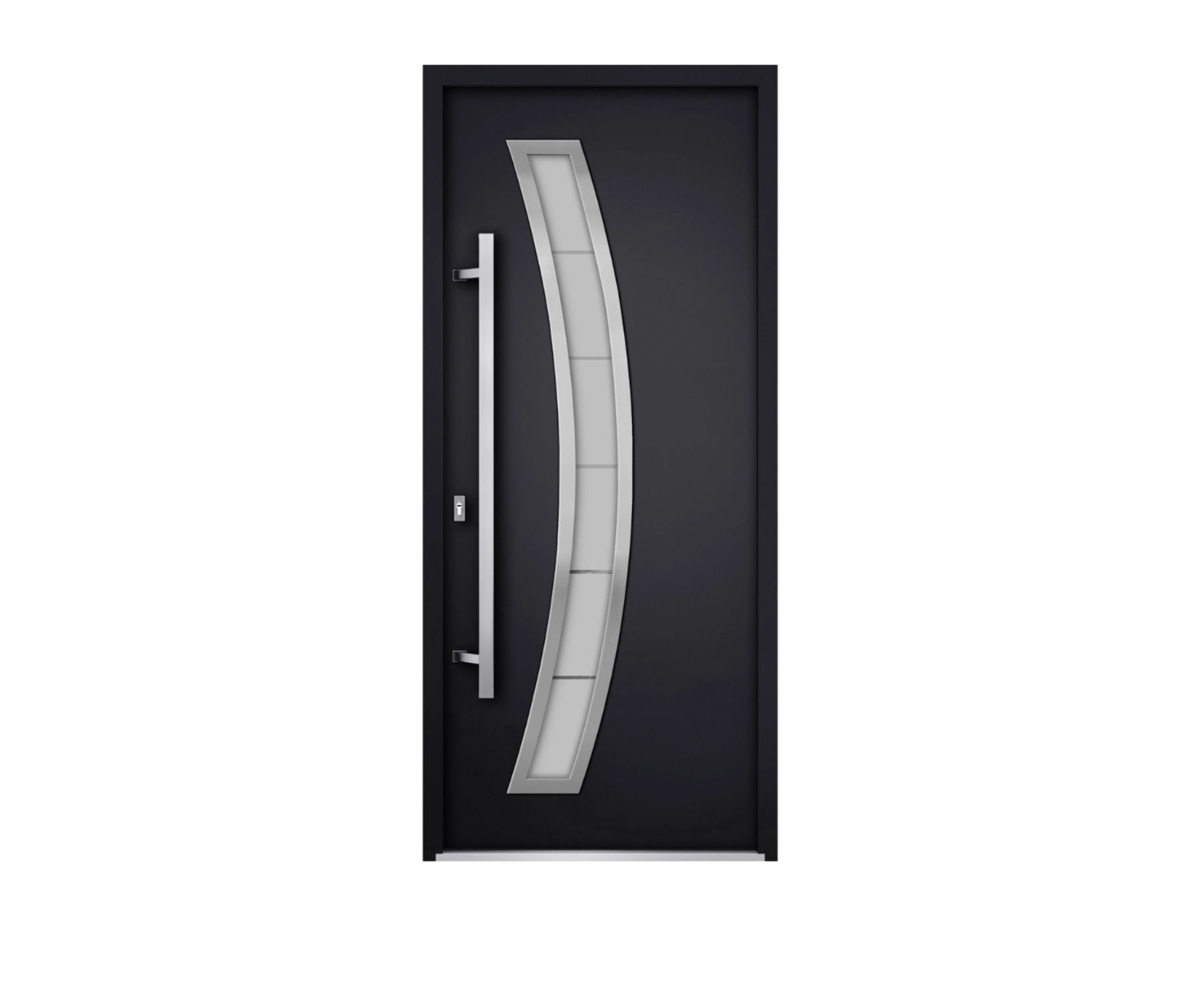 188582 - Single swing metal-aluminum modern exterior door with triplex glass