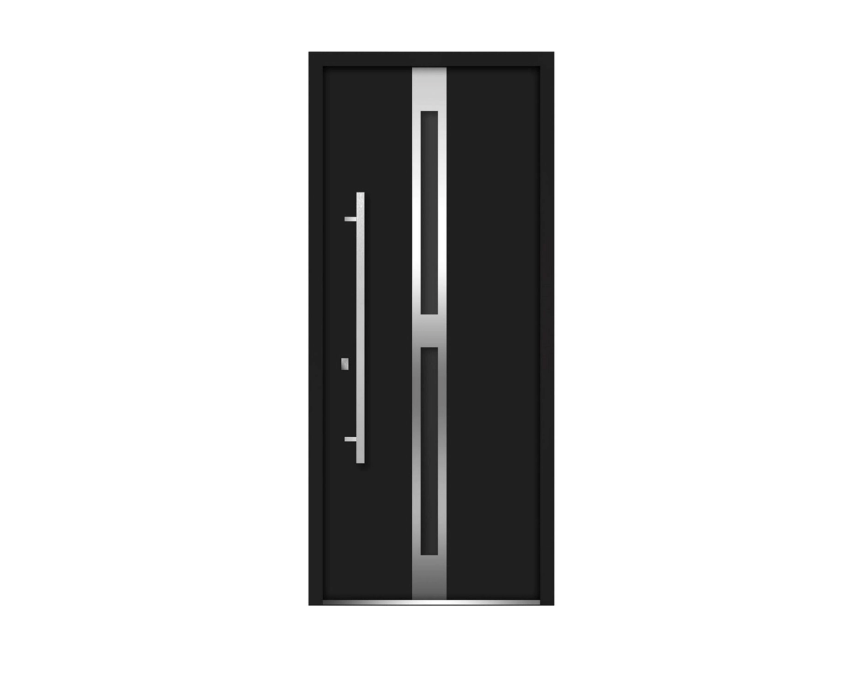 188574 - Single swing metal-aluminum modern exterior door with triplex glass